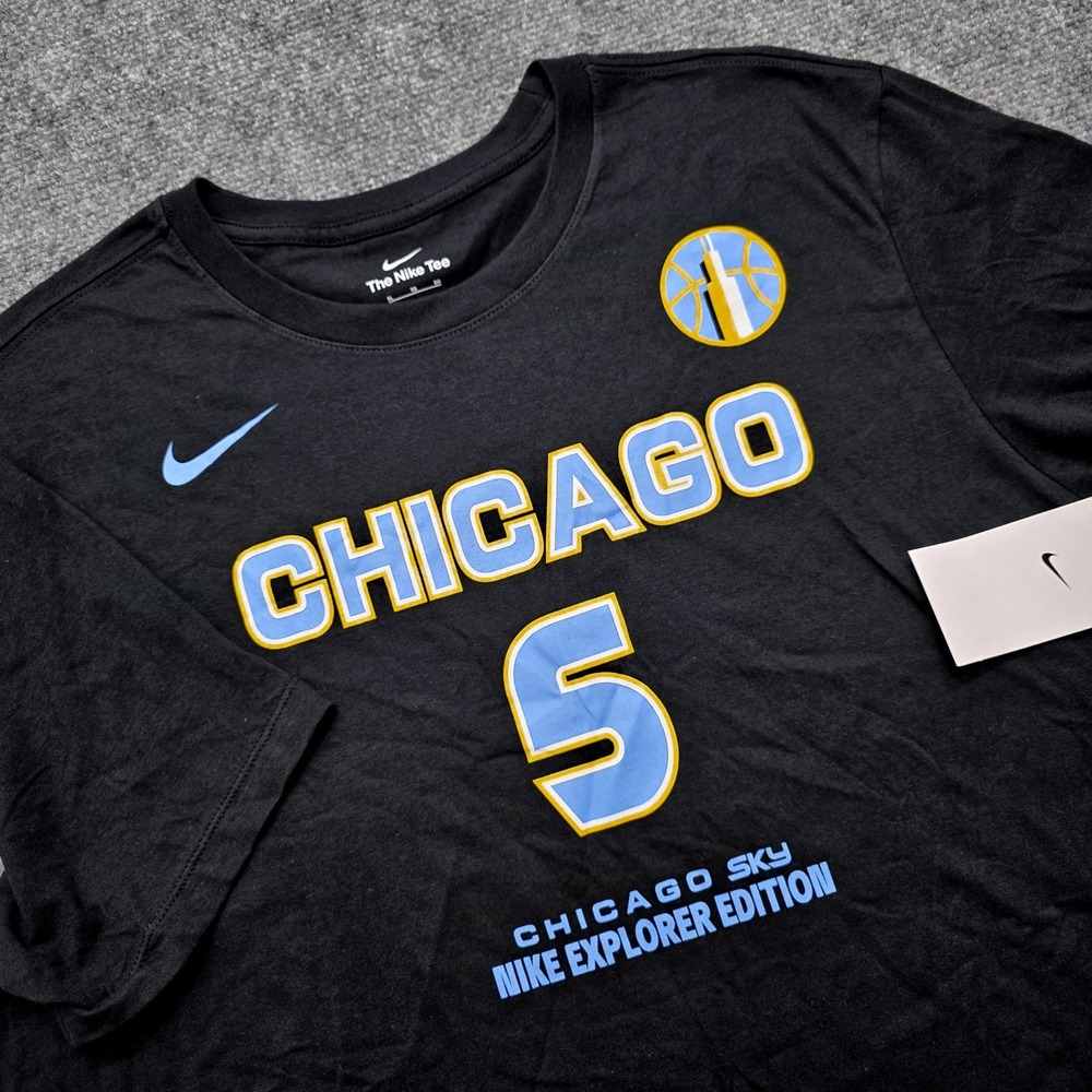 Nike Chicago Sky Angel Reese 5 Explorer Edition Black Cotton Tee Shirt Men's XL